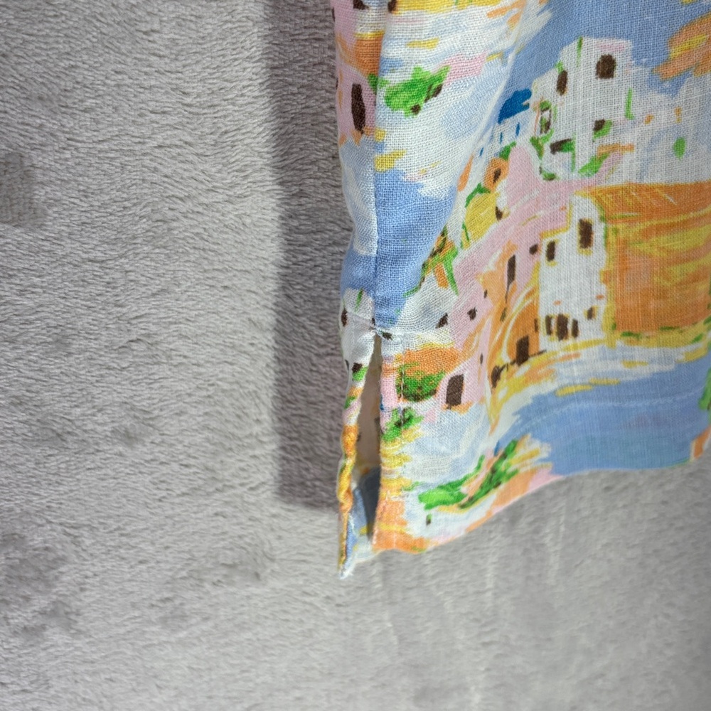 Cynthia Rowley Greek Isle Linen Blend Button Back Blouse Size L - Picture 6 of 8